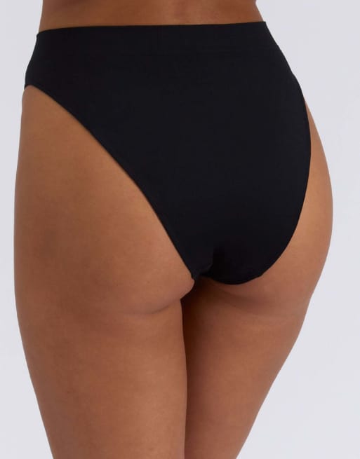 Boux Avenue 3 pack brazilian knickers high leg seamfree underwear in black, 5 of 6