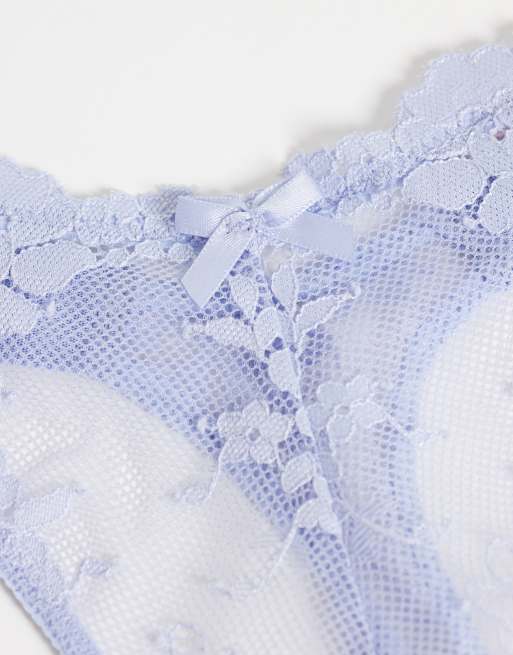 Boux Avenue 3 pack lace G-strings in pink blue and brown, 3 of 3