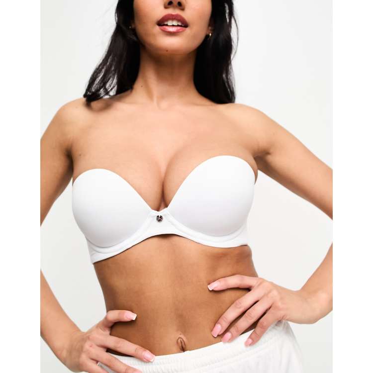 Boux Avenue A-DD cup strapless padded plunge bra in white