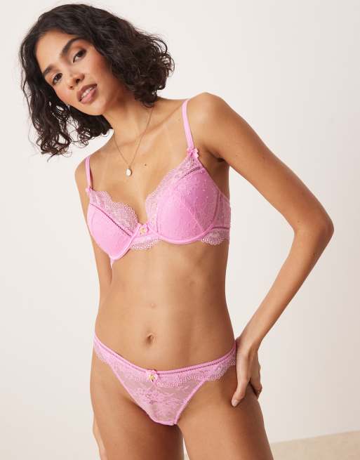 Boux Avenue all over lace lingerie set in pink
