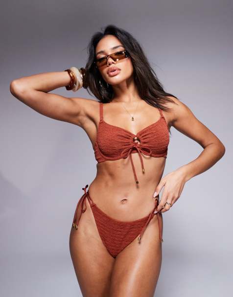 Boux Avenue amalfi stripe bikini in rust - view 1