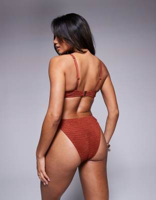 Boux Avenue Amalfi Stripe Texture Tanga Bikini Bottom In Orange