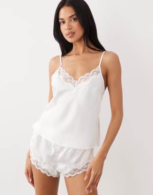 Amelia - Braut-Set aus Satin in Elfenbeinweiß mit Camisole Weiß 40
