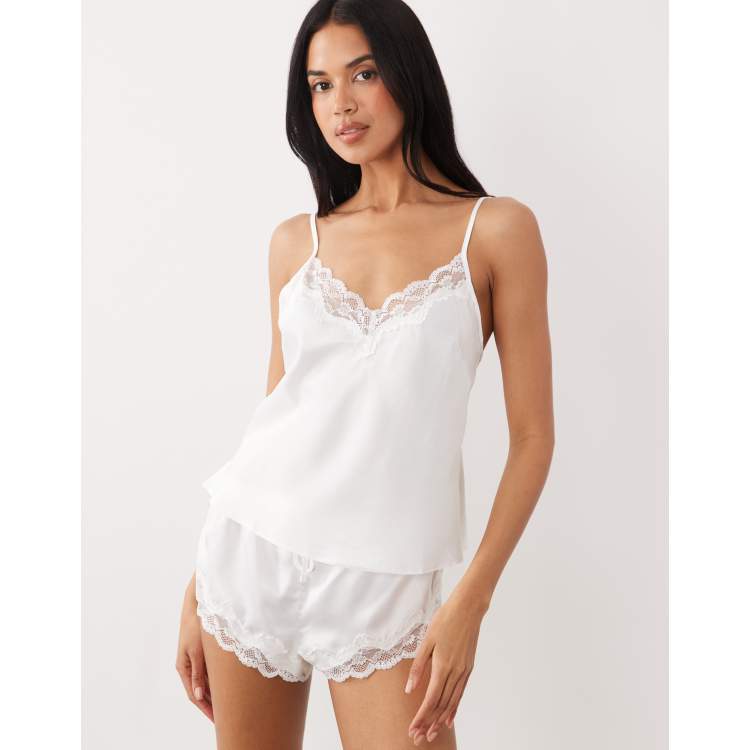 Boux Avenue Amelia bridal satin cami set in ivory | ASOS