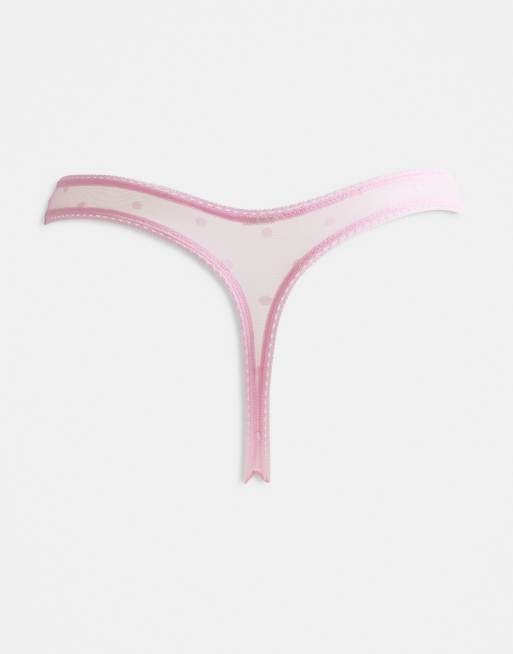 Boux Avenue Bella 3 pack mesh polka dot thongs in pastel multi, 3 of 3