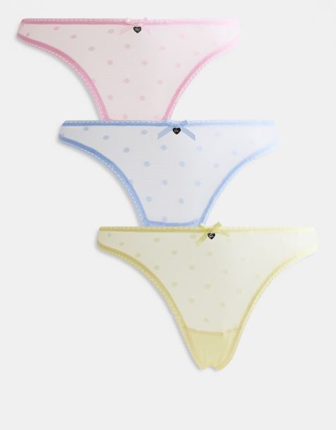 Boux Avenue – Bella – Zestaw 3 par siateczkowych stringów w kropki w pastelowych kolorach - view 1
