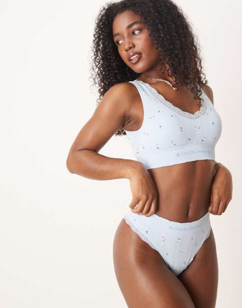 Boux Avenue - Blå G-streng med print i pointelle - view 1