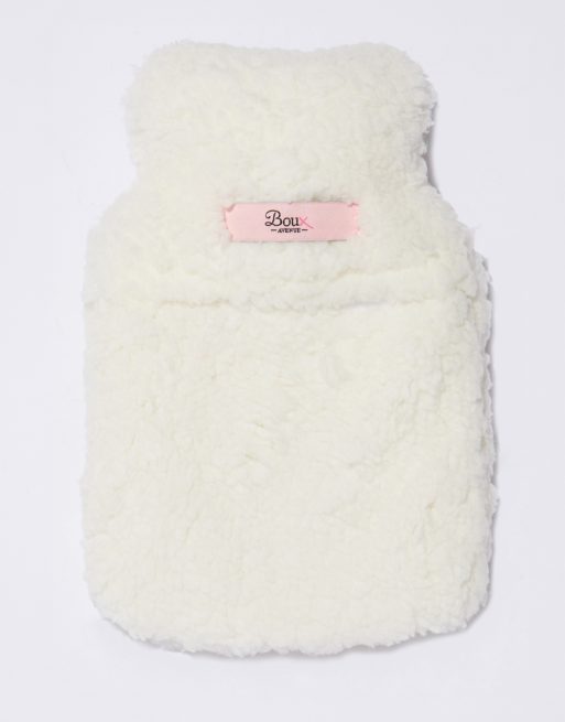 Boux Avenue borg bow and cherry embroidered hot water bottle in ivory, 2 of 4