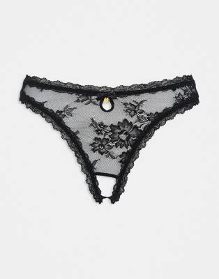 Boux Avenue Bouxtique boudoir lace lingerie thong in black