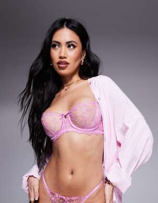 Boux Avenue Boux Avenue Bryony broderie balconette in pink-Multi