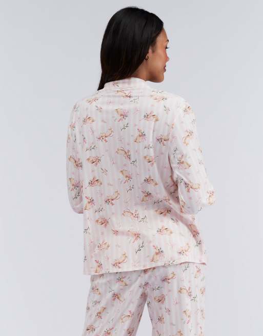 Boux Avenue Bunnies top and bottoms pyjama set with matching bag