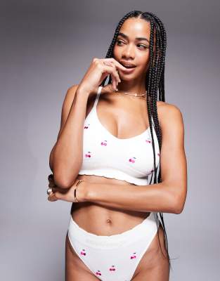 Boux Avenue - Bustier in Elfenbeinweiß mit Kirschstickerei