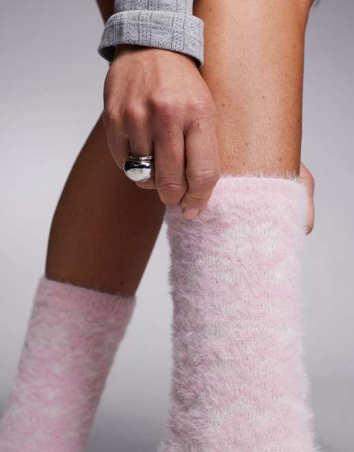 Boux Avenue - Calzini morbidi rosa con motivo Fair Isle, 2 di 4