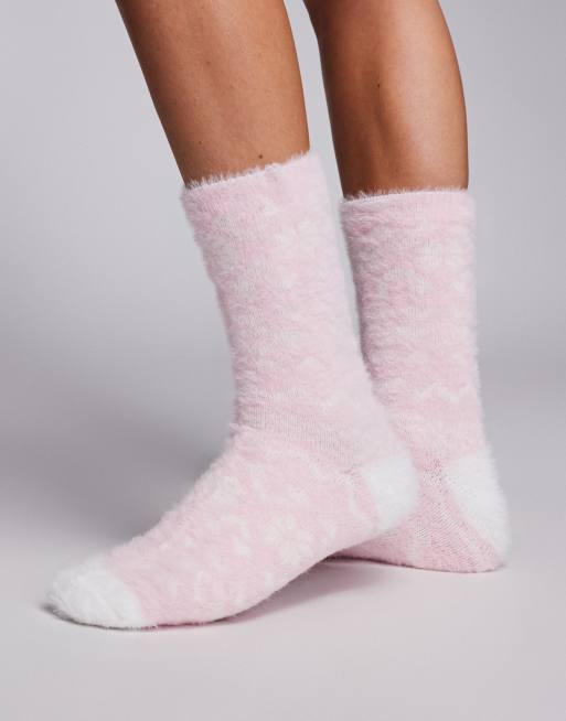 Boux Avenue - Calzini morbidi rosa con motivo Fair Isle, 3 di 4