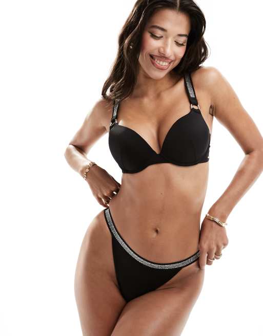 Boux Avenue - Capri - Bas de bikini brésilien style tanga - Noir 