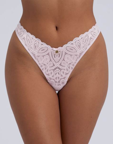 Boux Avenue Carmel floral lace thongs soft flattering knickers in blush pink - view 1