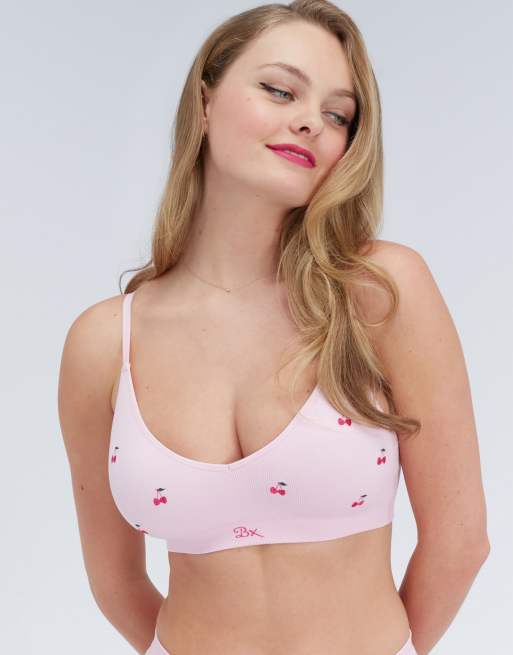 Boux Avenue Cherry embroidered seamless bralette removable pads lingerie in pink mix, 2 of 5