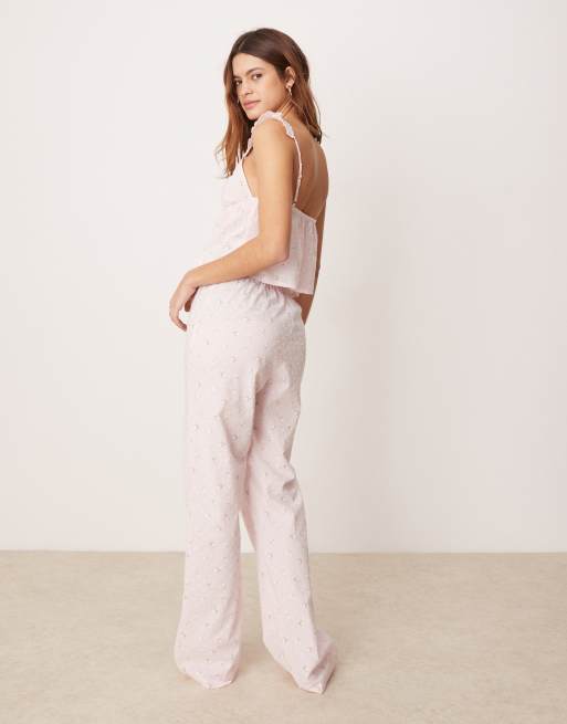 Boux Avenue - Completo in cotone rosa con canottiera e pantaloni, 4 di 4