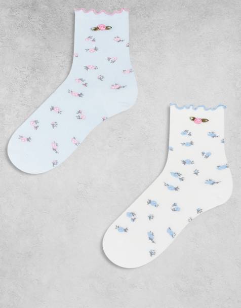 Boux Avenue - Confezione da 2 paia di calzini alla caviglia a fiorellini multicolore - view 1