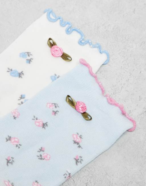 Boux Avenue - Confezione da 2 paia di calzini alla caviglia a fiorellini multicolore, 3 di 3