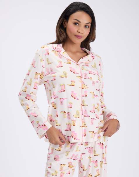 Boux Avenue Cowgirl dreams fleece pyjamas in a bag nightwear set in cream - view 1