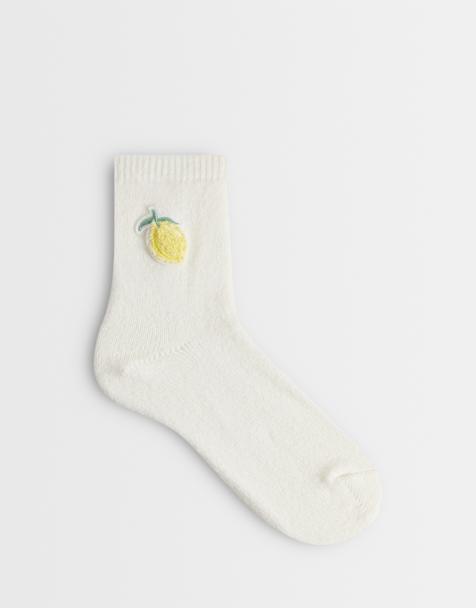 Boux Avenue cozy socks with lemon detail in ivory - view 1