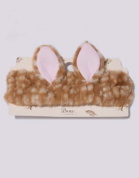 Boux Avenue Deer plush beauty headband elasticated comfy loungewear in neutral mix - view 1
