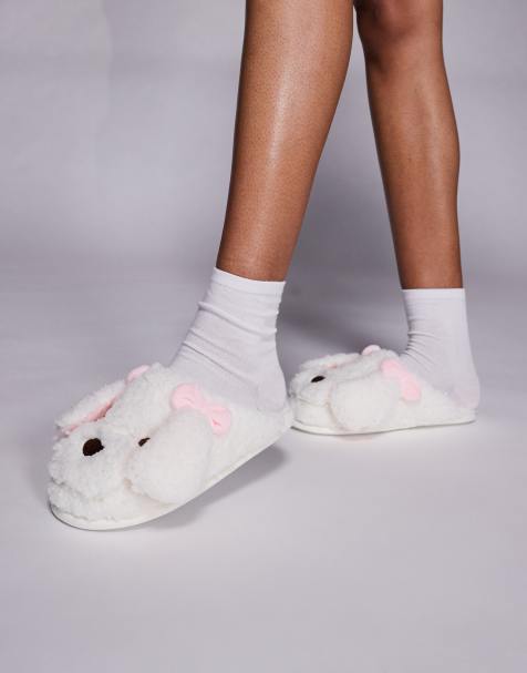 Boux Avenue dog mule slippers in ivory - view 1