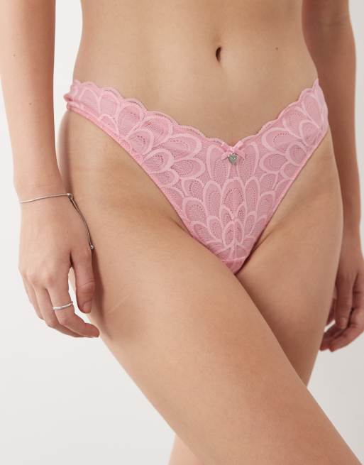 Boux Avenue Eden lace thong in rose pink, 2 of 4