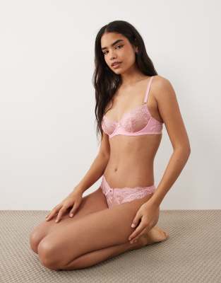 Вышитые сеткой и кружевными стрингами Boux Avenue Elsbeth розового цвета