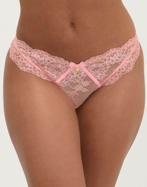Boux Avenue Elsbeth lace briefs floral lace high leg underwear in rose pink - view 1