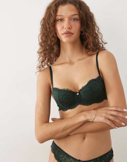 Boux Avenue Emma spetsvadderad balconette-bh i djupgrön, 4 av 4