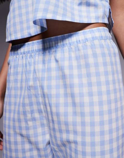 Boux Avenue - Ensemble de pyjama en crépon vichy avec caraco et pantalon - Bleu, 3 de 4