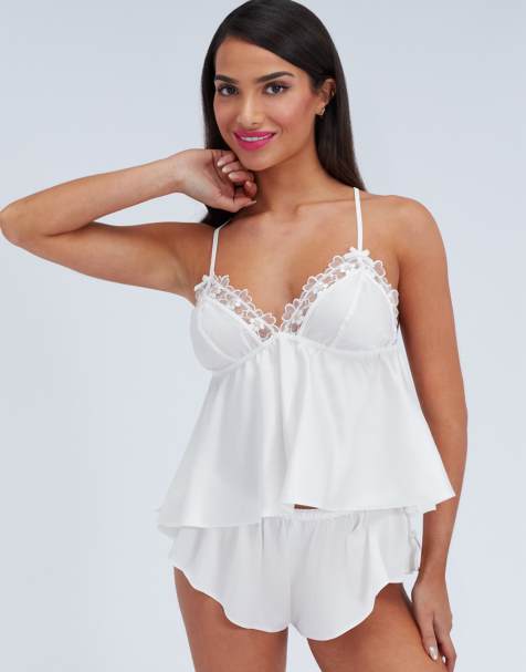 Boux Avenue Evangeline daisy cami set comfy top and shorts nightwear in ivory - view 1