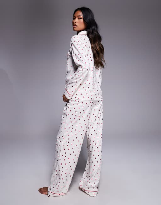 Boux Avenue fleece long sleeve & trouser PJ set in a bag in heart print , 4 of 4