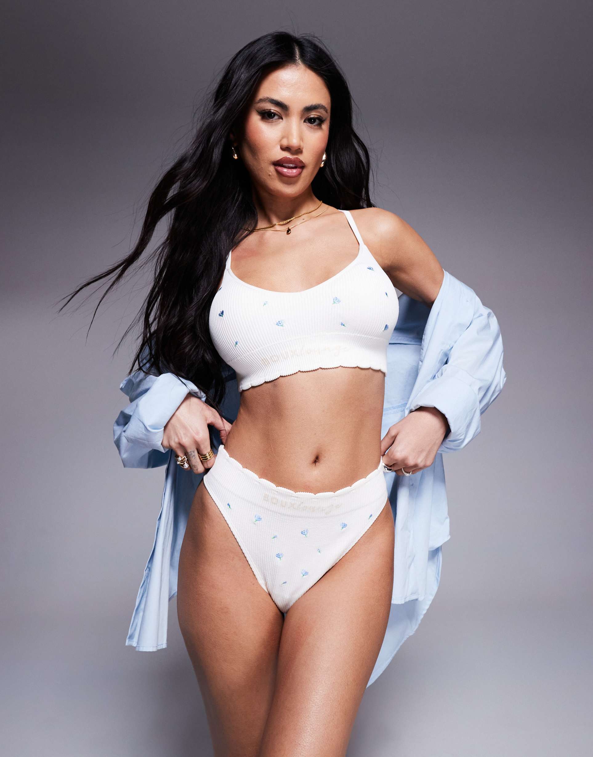 boux avenue floral embroidered bralette in ivory