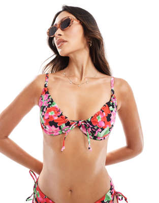 floral underwire bikini top-Multi