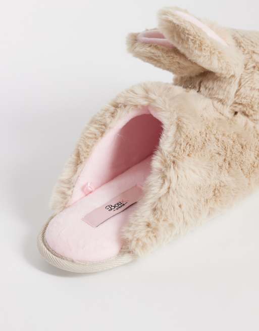 Boux Avenue fluffiga kanintofflor i beige, 3 av 4