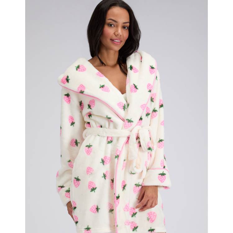 Boux Avenue Fluffy strawberry short dressing gown silky soft plush