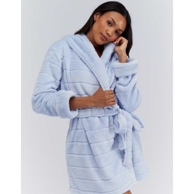 princess polly baby blue dress BOSS - Cotton dressing gown with piping and embroidered branding