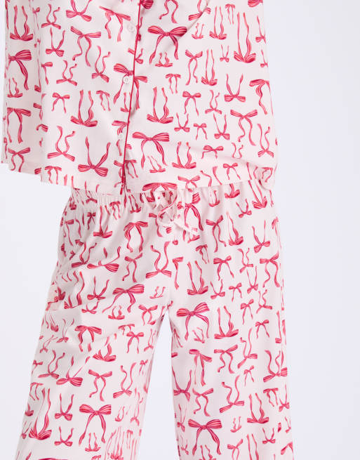 Boux Avenue Flutter bows fleece pyjamas in a bag nightwear set in ivory mix, 5 of 7