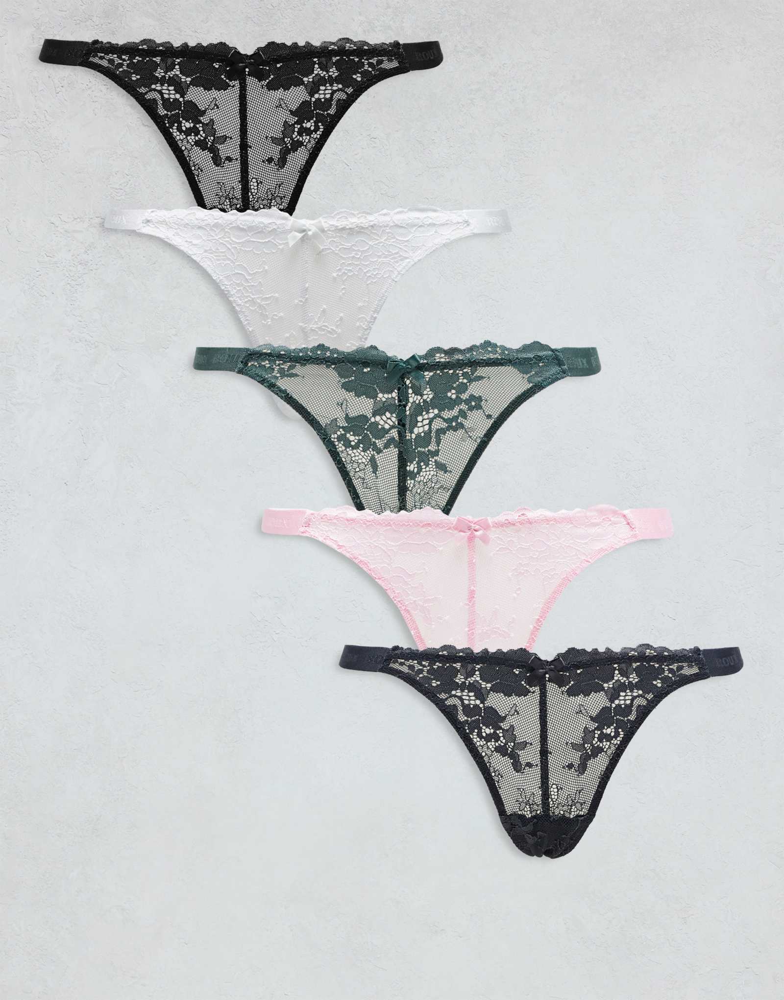 Кружевные стринги Boux Avenue Fran, 5 упаковок, с высокими штанинами, из нескольких