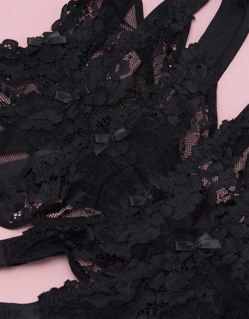 Boux Avenue Fran floral lace thongs high leg knickers - 5 pack in black, 3 of 6