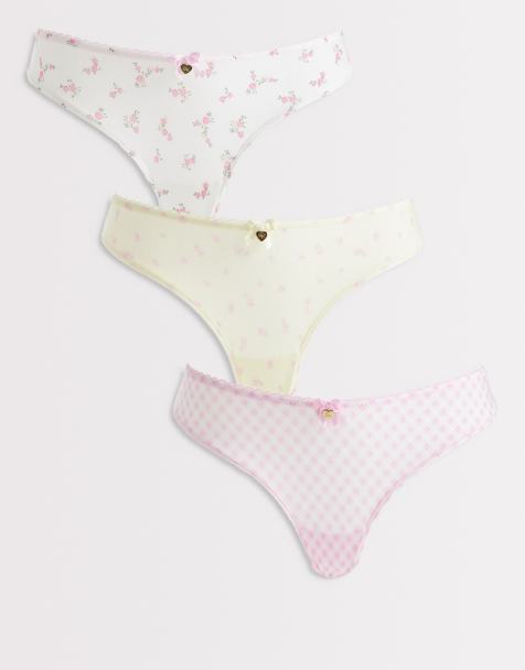 Boux Avenue – Freya – Zestaw 3 par fig brazylijskich w pastelowy kwiatowy wzór - view 1