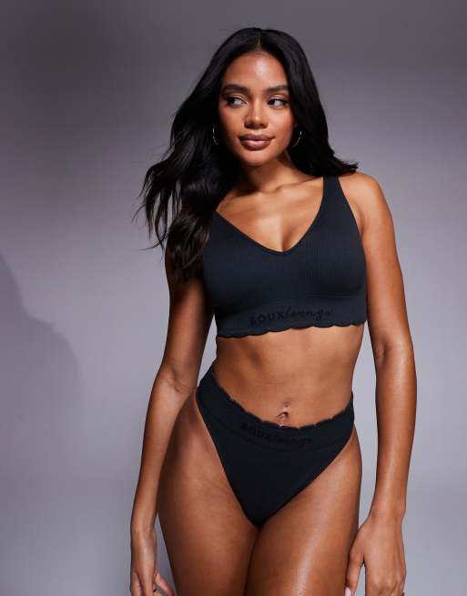 Boux Avenue – Geripptes Bustier in Schwarz mit Bogenkante, 2 von 4