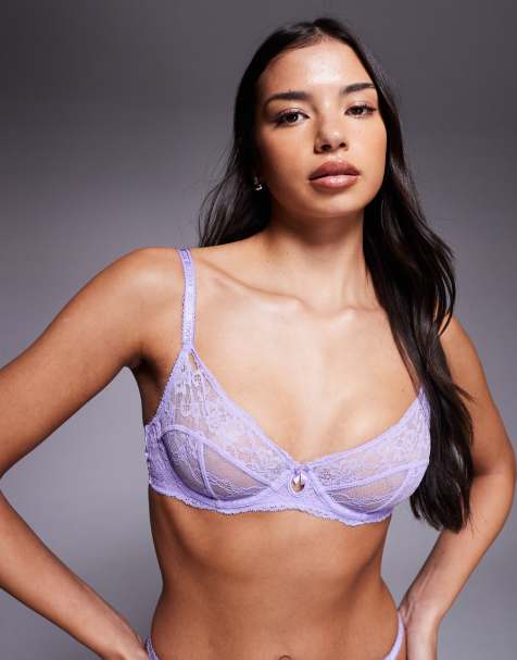 Boux Avenue – Gracie – Liliowy koronkowy biustonosz balkonetka - view 1