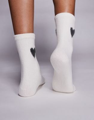 Boux Avenue Heart Cozy Sock In White