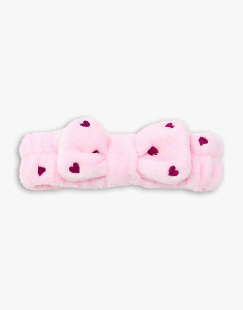 Boux Avenue Heart embroidered beauty headband comfy snug fit headwear in pink mix - view 1