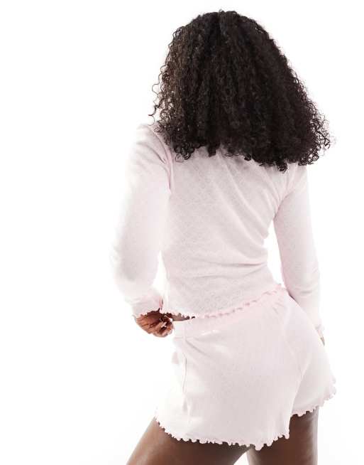 Boux Avenue heart pointelle jersey short pyjama set in baby pink, 3 of 4