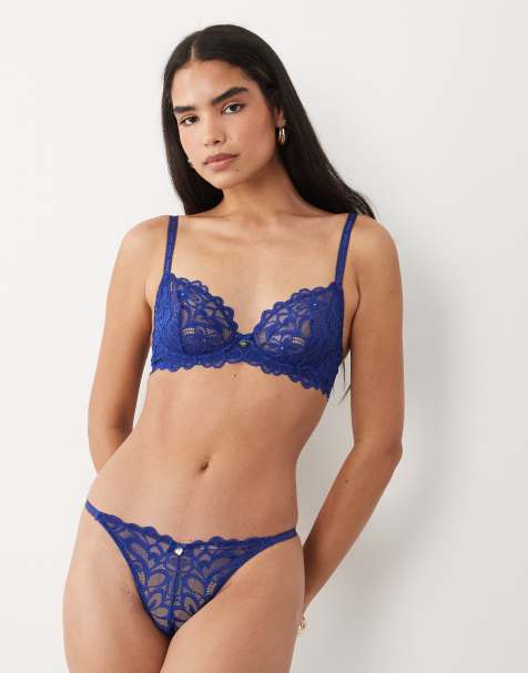 Boux Avenue - Heidi - Ensemble soutien-gorge et string en dentelle - Bleu nuit - view 1
